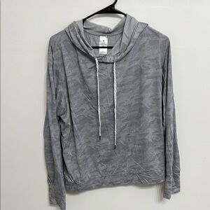 Gray camo Hooded Long Sleeve Top